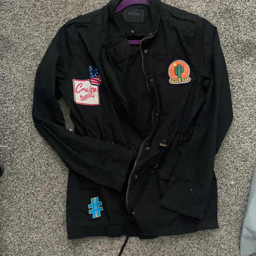 Black embroidery utility jacket. Size S